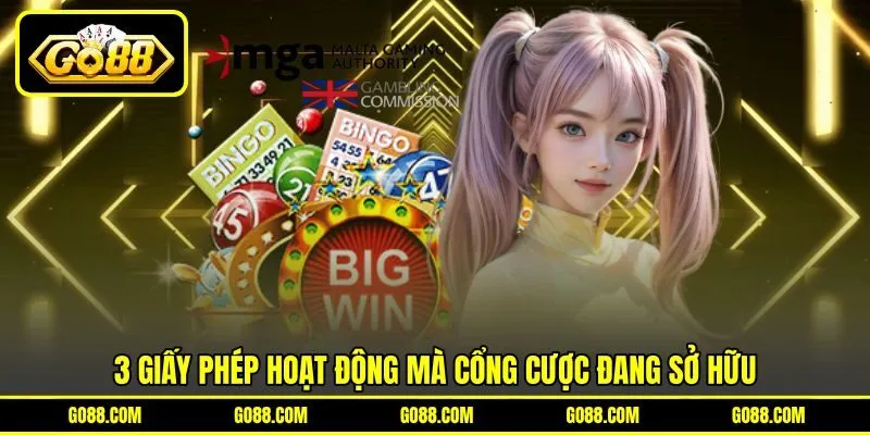 3 giấy phép hoạt động mà cổng cược đang sở hữu